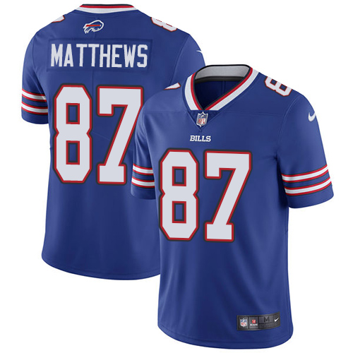 Nike Bills #87 Jordan Matthews Royal Blue Team Color Youth Stitched NFL Vapor Untouchable Limited Jersey